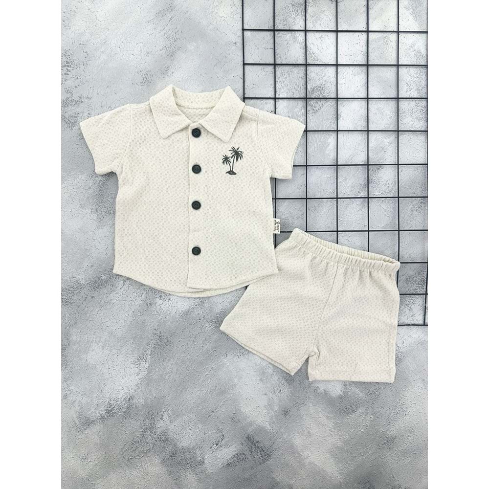 COŞAY 26119 PALMİYE NAKIŞLI TAKIM(6-18AY) - KREM - 9-12 AY