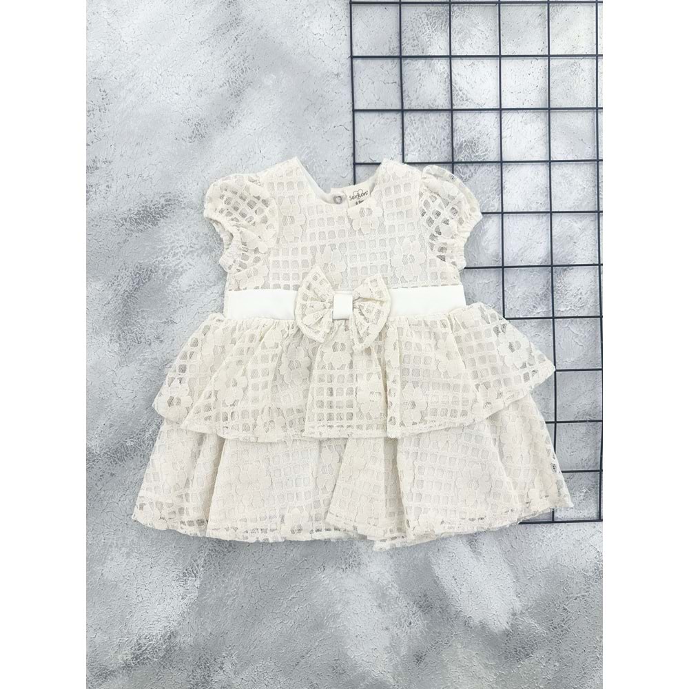 SERKON 0752 FİYONK GÜPÜR ELBİSE BEJ - 6 AY
