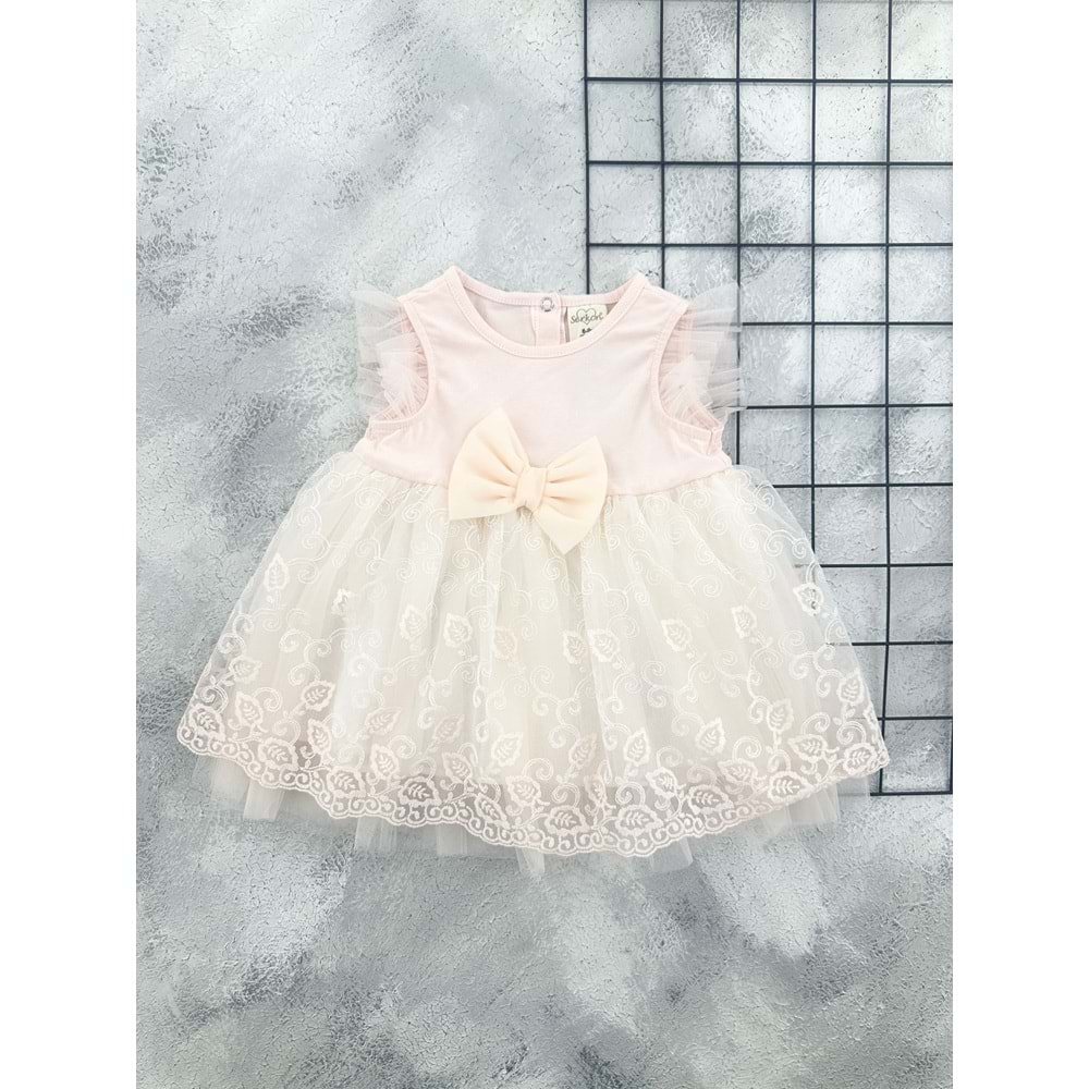SERKON 0984 FİYONK TÜL ELBİSE SOMON - 6 AY
