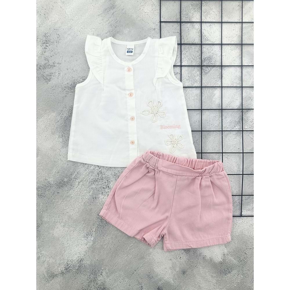 BEBİÇO 26250 BLOOMİNG KETEN GÖMLEK TAKIM - BEYAZ - 12-18 AY