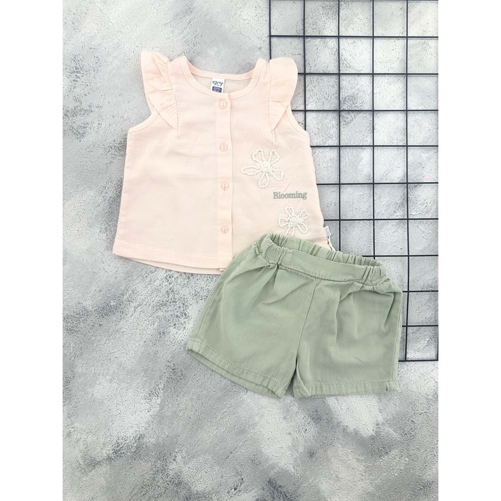 BEBİÇO 26250 BLOOMİNG KETEN GÖMLEK TAKIM - SOMON - 6-9 AY