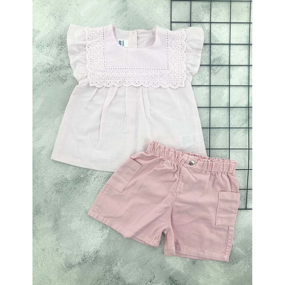 BEBİÇO 26113 DANTEL YAKA KIZ TAKIM - PEMBE - 3 YAŞ