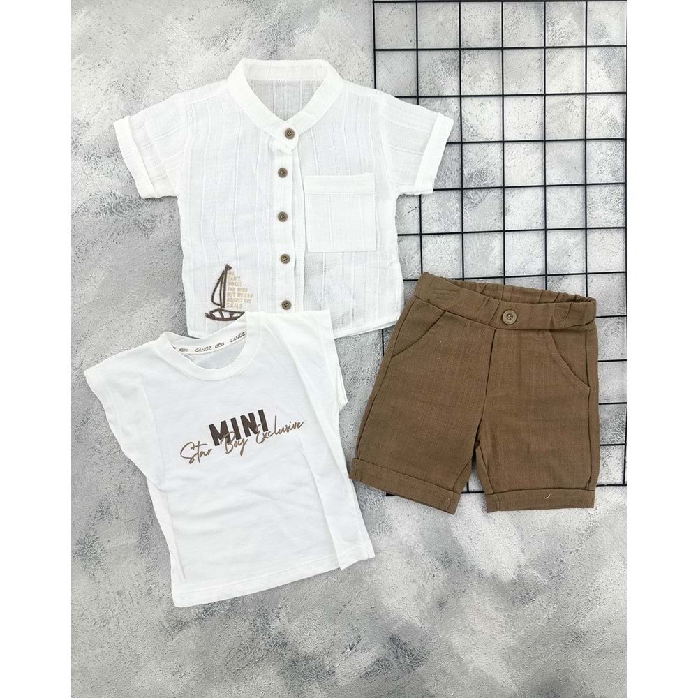 CANÖZ 3820 HAKİM YAKA GÖMLEK TAKIM - KAHVE - 9 AY