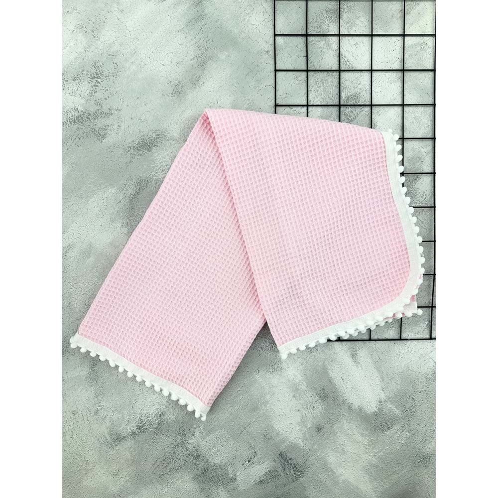 MIZMIZ PONPONLU WAFFLE ÖRTÜ - PEMBE