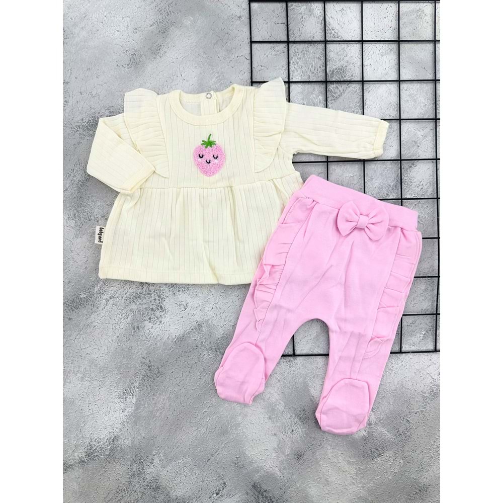 BABYCAN 9435 FIRFIRLI ÇİLEK TAKIM - PEMBE - 0-3 AY