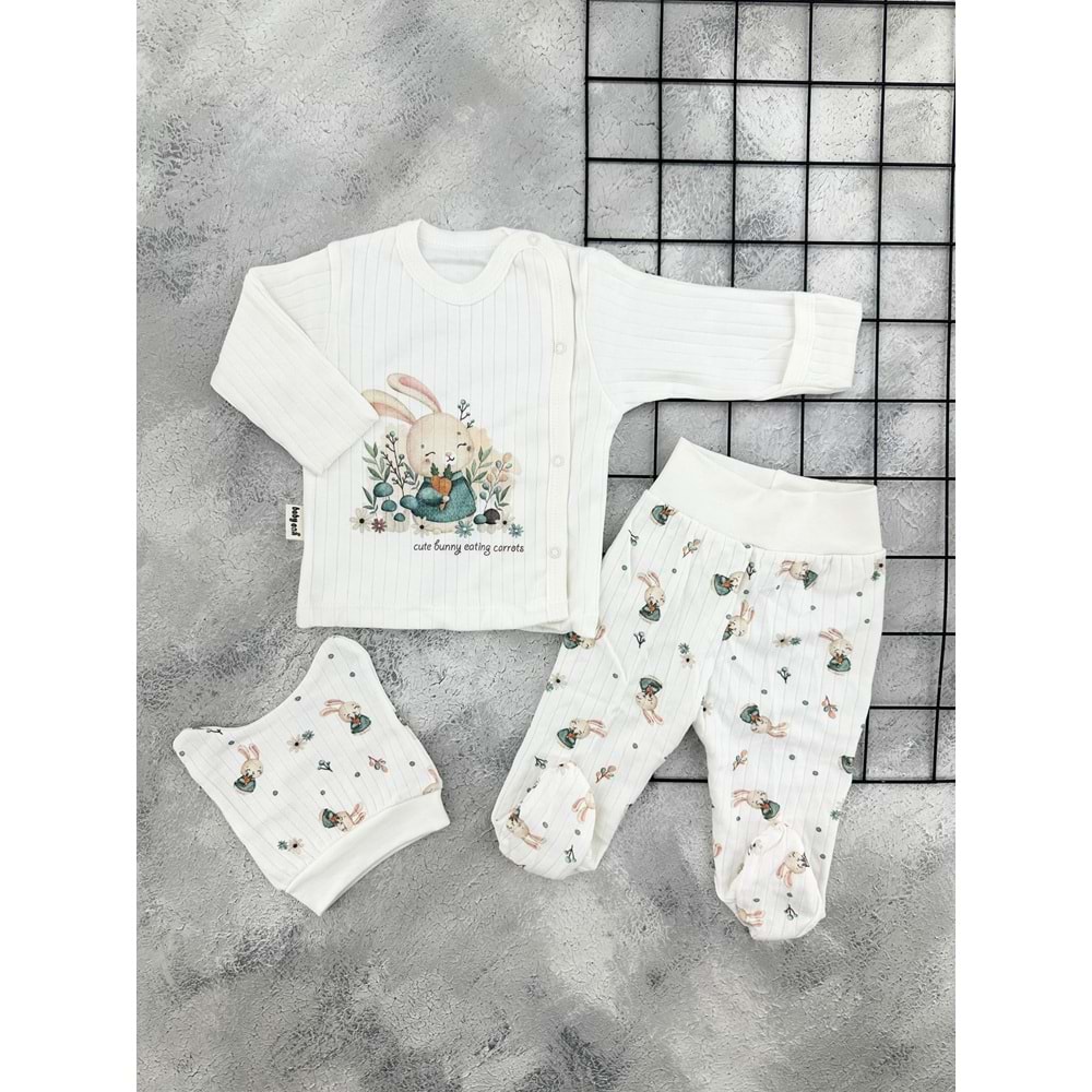 BABYCAN 9464 HAVUÇLU TAVŞAN 3 LÜ ZIBIN TAKIM - YEŞİL - 0-3 AY