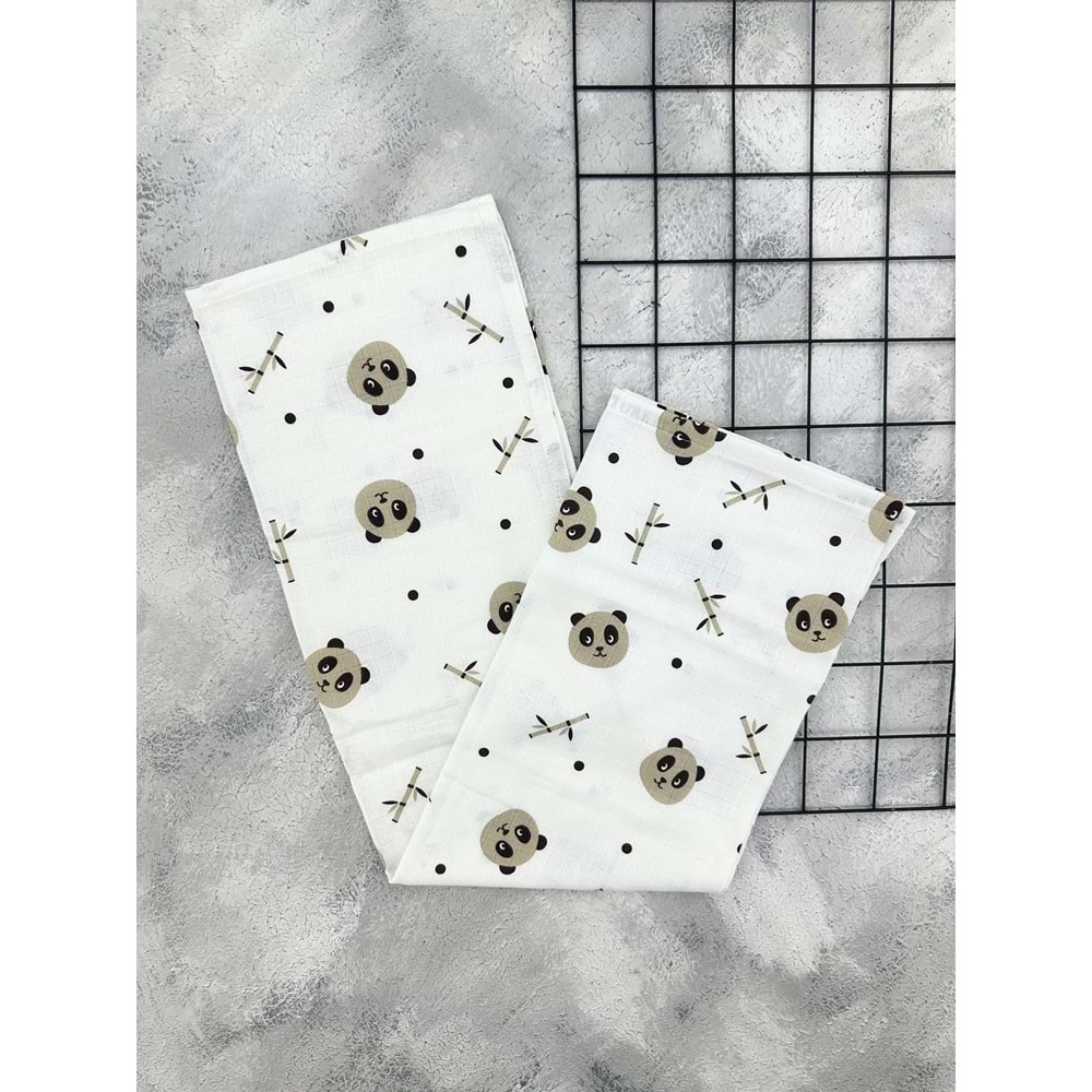 AYNACI 9901 PANDA BASKILI MÜSLİN BATTANİYE - BEJ