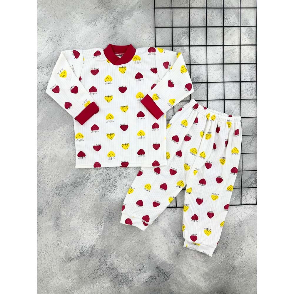 GONCA 838 ÇİLEK DESEN PİJAMA TAKIM - KIRMIZI - 4 YAŞ